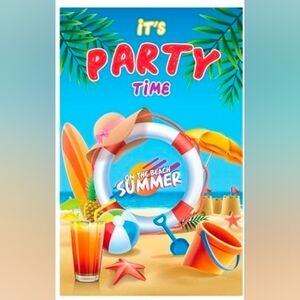 (BUY NOW)Summer Beach Party Time Double Sided 12 x 18 Inch Yard Flag,NEW